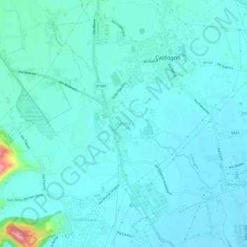 Mapa topográfico Motta, altitud, relieve