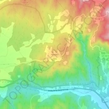 Mapa topográfico Penedes, altitud, relieve
