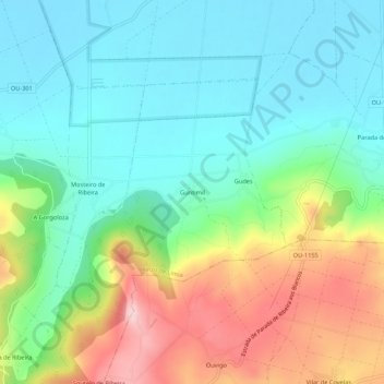 Mapa topográfico Guntimil, altitud, relieve