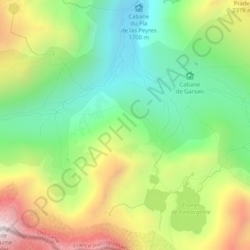 Mapa topográfico Pinet, altitud, relieve
