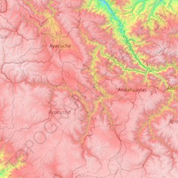 Mapa topográfico Vilcas Huaman, altitud, relieve