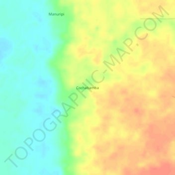 Mapa topográfico Cochabamba, altitud, relieve
