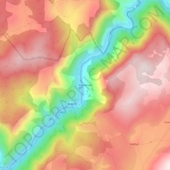 Mapa topográfico Hauterives, altitud, relieve