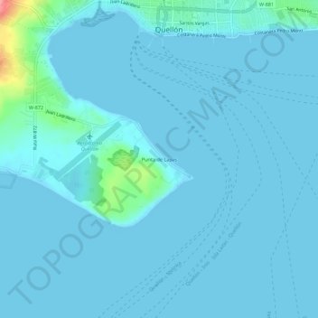Mapa topográfico Punta de Lapas, altitud, relieve