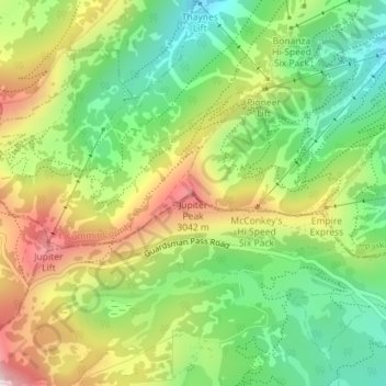 Mapa topográfico Jupiter Peak, altitud, relieve