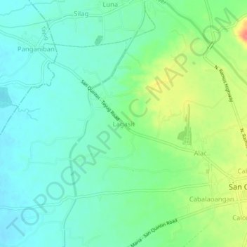 Mapa topográfico Lagasit, altitud, relieve