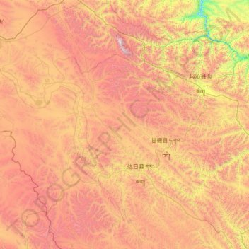 Mapa topográfico Golog Tibetan Autonomous Prefecture, altitud, relieve