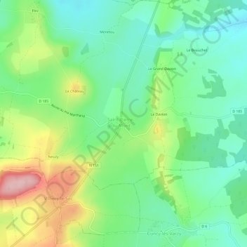Mapa topográfico La Pouge, altitud, relieve