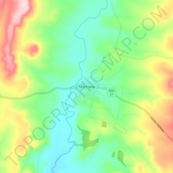 Mapa topográfico Merriwa, altitud, relieve