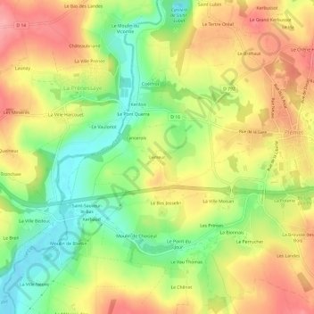 Mapa topográfico Lemeur, altitud, relieve