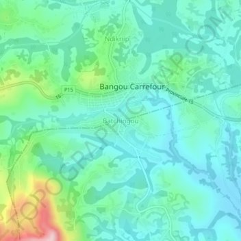 Mapa topográfico Batchingou, altitud, relieve