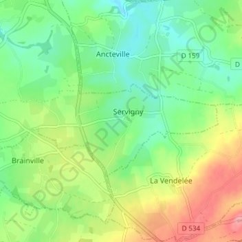 Mapa topográfico Guillot, altitud, relieve