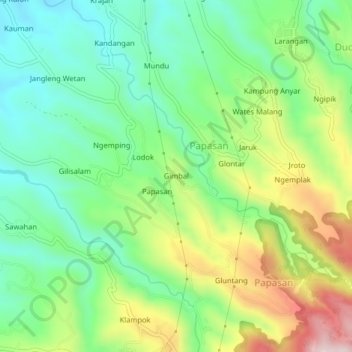 Mapa topográfico Gimbal, altitud, relieve