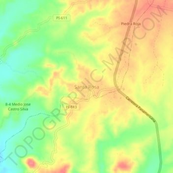 Mapa topográfico Santa Rosa, altitud, relieve
