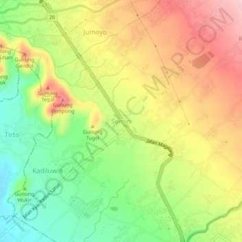 Mapa topográfico Semen, altitud, relieve