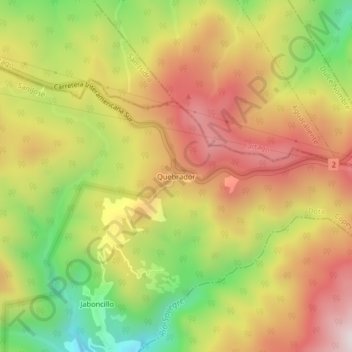Mapa topográfico Quebrador, altitud, relieve