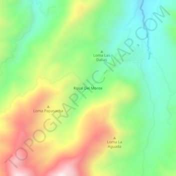 Mapa topográfico Rosal Del Monte, altitud, relieve