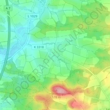 Mapa topográfico Killingen, altitud, relieve