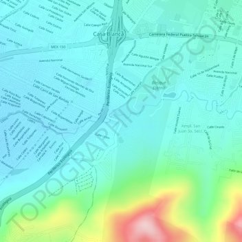 Mapa topográfico Parque Flor del Bosque, altitud, relieve