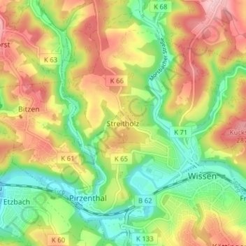 Mapa topográfico Streitholz, altitud, relieve