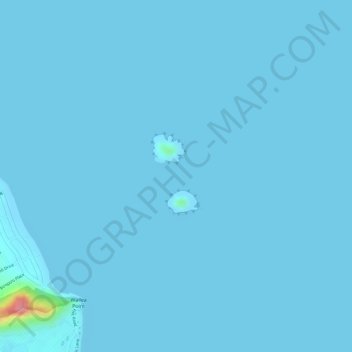 Mapa topográfico Mokulua Islands, altitud, relieve