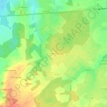 Mapa topográfico La Verrerie, altitud, relieve