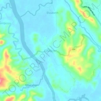 Mapa topográfico Calaguise, altitud, relieve