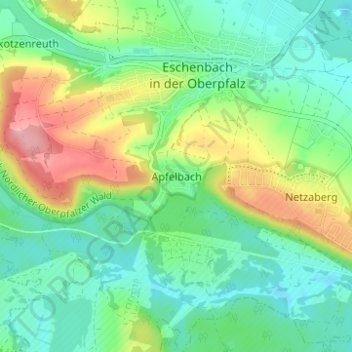 Mapa topográfico Apfelbach, altitud, relieve