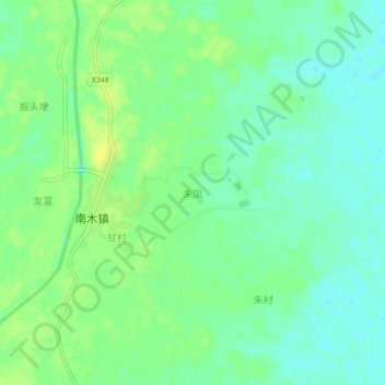 Mapa topográfico 朱凤, altitud, relieve