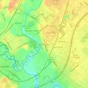 Mapa topográfico Summerwood, altitud, relieve