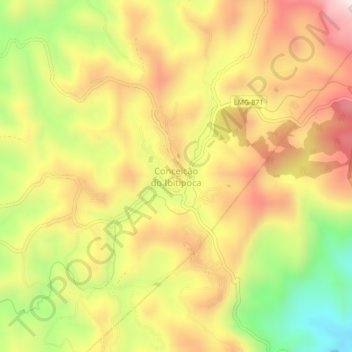 Mapa topográfico Conceição do Ibitipoca, altitud, relieve