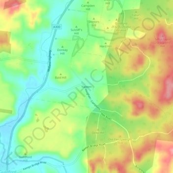 Mapa topográfico Yapeen, altitud, relieve