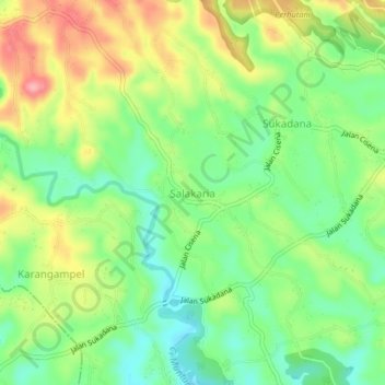 Mapa topográfico Salakaria, altitud, relieve
