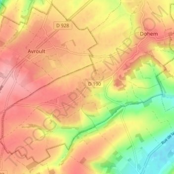 Mapa topográfico Maisnil Bout d'Aval, altitud, relieve