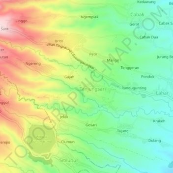 Mapa topográfico Semar, altitud, relieve