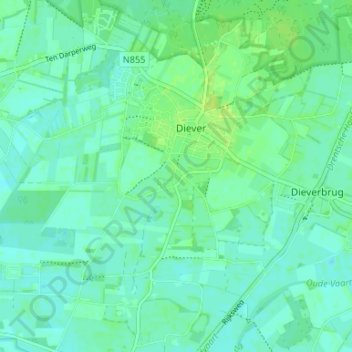 Mapa topográfico Oldendiever, altitud, relieve