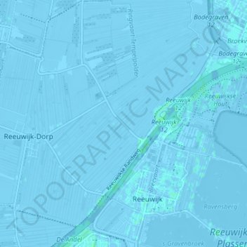 Mapa topográfico Oud-Reeuwijk, altitud, relieve