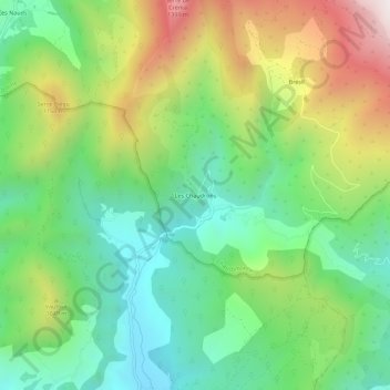 Mapa topográfico Les Chaudrons, altitud, relieve