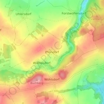 Mapa topográfico Pfersdorf, altitud, relieve