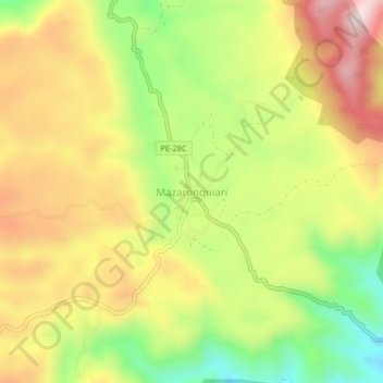 Mapa topográfico Mazaronquiari, altitud, relieve