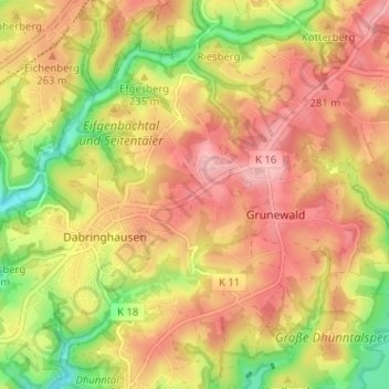 Mapa topográfico Arnzhäuschen, altitud, relieve