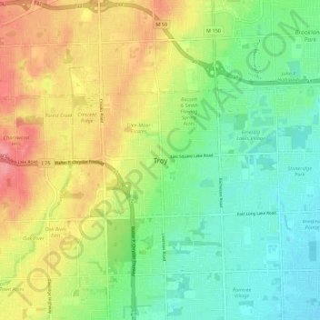 Mapa topográfico Troy, altitud, relieve
