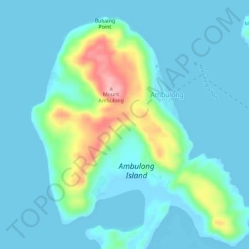 Mapa topográfico Ambulong, altitud, relieve