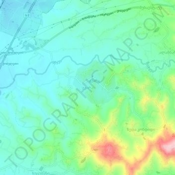 Mapa topográfico Gvara, altitud, relieve