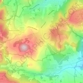 Mapa topográfico Opme, altitud, relieve