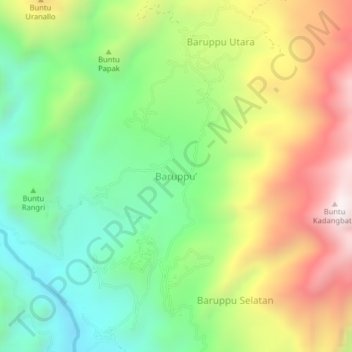Mapa topográfico Baruppu’, altitud, relieve