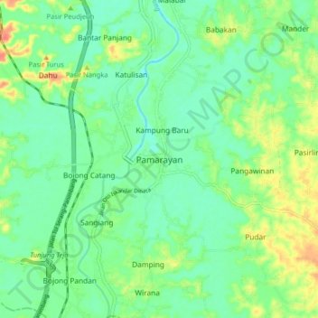 Mapa topográfico Pamarayan, altitud, relieve
