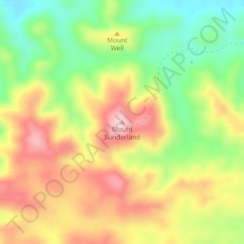 Mapa topográfico Mount Sunderland, altitud, relieve