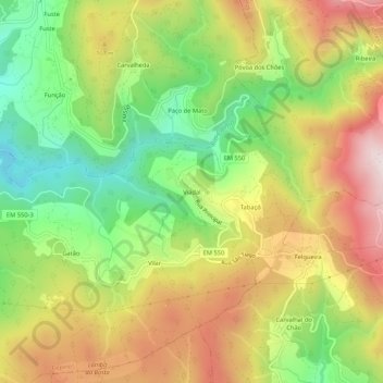 Mapa topográfico Viadal, altitud, relieve
