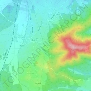 Mapa topográfico Urthal, altitud, relieve